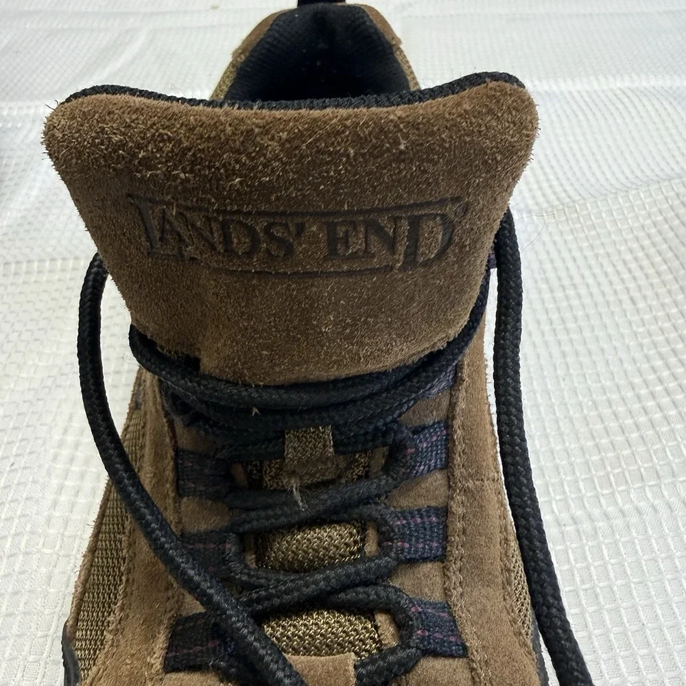 Lands End‎ 10 B Mens Hiking Shoes Brown Suede Walking Outdoor Water Resistant
